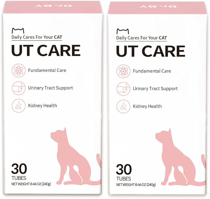 Dr.by UT Care Cat UTI Kidney Support Urinary Supplement Cranberry Treatment for Cats Renal Health with Pacran, Quercetin, Taurine lickable Formula Individually Packaged (2 Packs)-PawvioPets