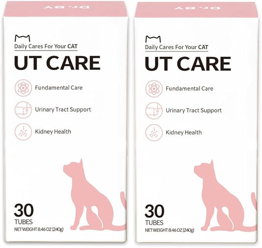 Dr.by UT Care Cat UTI Kidney Support Urinary Supplement Cranberry Treatment for Cats Renal Health with Pacran, Quercetin, Taurine lickable Formula Individually Packaged (2 Packs)-PawvioPets