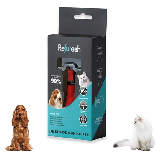 Deshedding Dog Brush for Long Hair (Small,Red) – Gentle Deshedding tool for Dogs & Cats – Reduces shedding, without damaging topcoat. Removes Loose Fur & Dead Undercoat.-PawvioPets