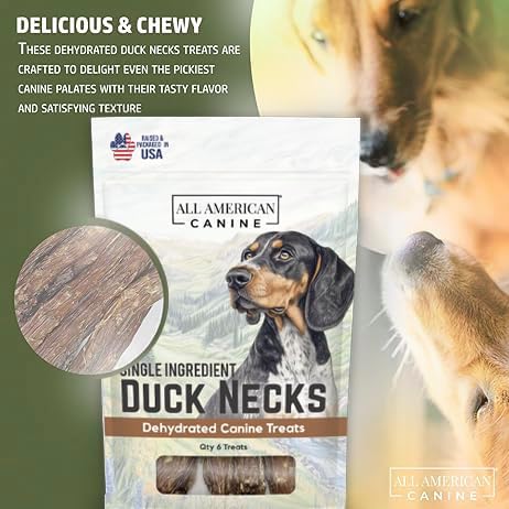6 Natural Duck Neck Dog Treats – Single Ingredient, Dehydrated & Chewy – Low-Fat, High-Protein Training Reward – Made in USA-PawvioPets