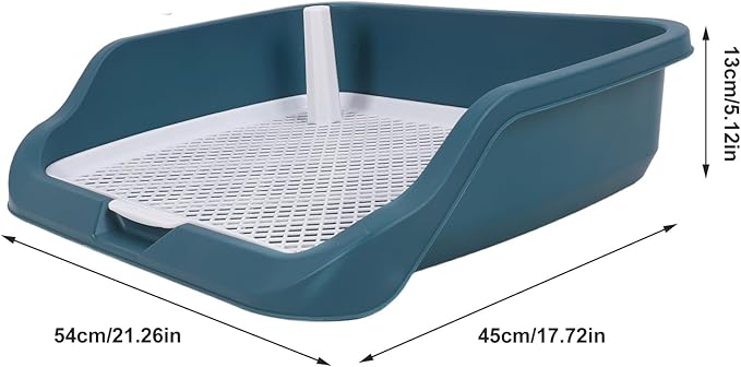 Fabater Dog Potty Toilet Training Tray, Portable Multifunctional Mesh Puppy Training Toilet Pad Holder with Bafflel for Small Dogs Puppies (Peacock Blue)-PawvioPets