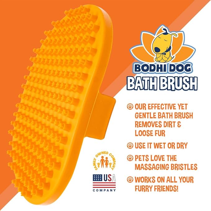 Bodhi Dog Shampoo Brush - Pet Grooming & Bath Supplies for Dogs and Cats - Bath Brush for Long & Short Hair - Premium Scrubber for Shower, Bathing & Massage (One Pack, Orange)-PawvioPets