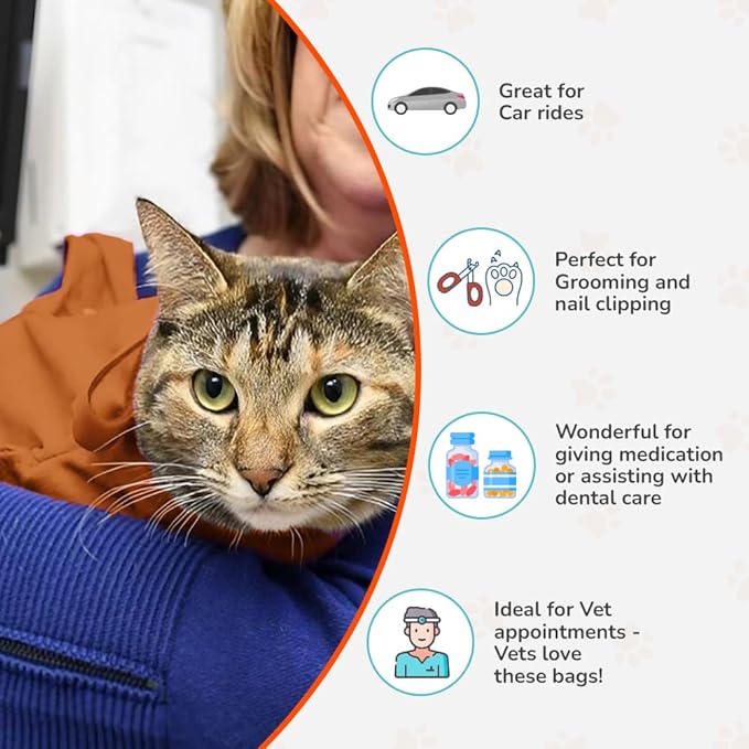 Cozy Comfort Carrier - Large Caramel Pet Carrier for Cat and Cat Restraint for Medication Administration, Nail Clipping, Travel, Vet Visits, and Dental Care-PawvioPets