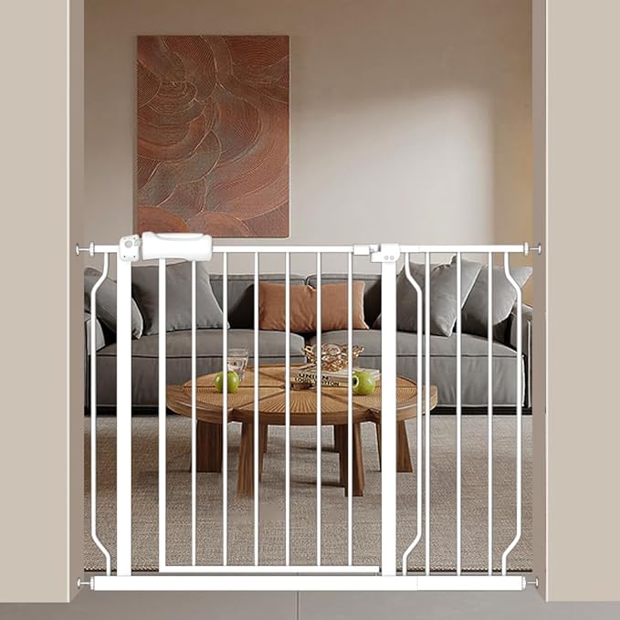 Extra Wide Baby Gate 38.5-43.5 Inch Walk Through Pressure Mounted No Drill Safety Child Gate with Door Tension Metal Gate for Stairs Doorway Puppy Dog Cat-PawvioPets