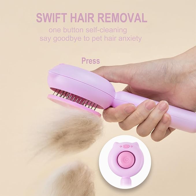 Cat Brush Dog brushes with Release Button for Shedding Grooming, fit for Long or Medium Haired Cats, Lightweight Skin Friendly Pet Brush Hair Removal Comb Brushes for Kitten-PawvioPets