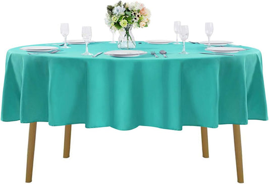 90 inch Round Tablecloth Washable Polyester Table Cloth Decorative Table Cover for Wedding Party Dining Banquet（90 inch,Turquoise）…