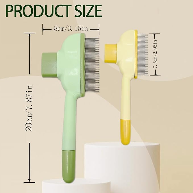 2Pcs Flea Comb for Cats Dogs,Long & Short Stainless Steel Metal Teeth for Shedding and Tangles,Cat Combs for Indoor Cats-PawvioPets