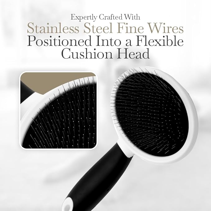 Fuller Brush Slicker Pet Brush - Angled Fine Steel Wires - Ergonomically Designed Rubberized Handle For Comfort & Control - Remove Shedding & Matted Hair - Tool For Grooming Dogs & Cat-PawvioPets