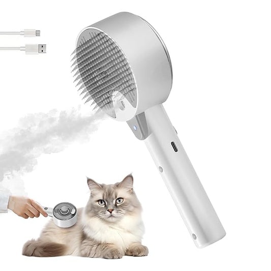 Cloud Care Cat Brush for Indoor Cat Steam Brush for Shedding Spritz Defur Comb for Cats Dogs Steam Brushes for Long Short Hair Cats Dogs Pet Steam Brushes for Massage Grooming Self-Cleaning-PawvioPets