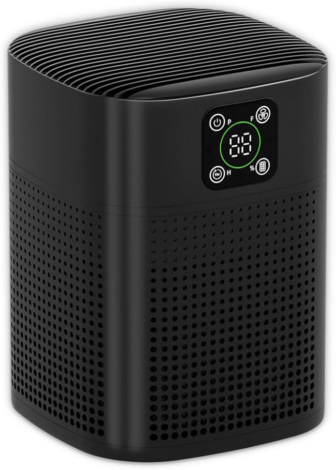 Air Purifiers for pets- Honeyuan H13 HEPA Air Purifier for home, Large Room, Coverage of 600 sqft, Air purifiers with 360°Air Intake, 3 Fan Speeds, 3-Stage Filtration, 24db Sleep Mode, Black-PawvioPets