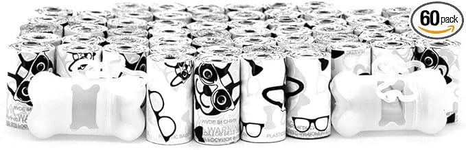 Best Pet Supplies Dog Poop Bags (900 Bags) for Waste Refuse Cleanup, Doggy Roll Replacements for Outdoor Puppy Walking and Travel, Leak Proof and Tear Resistant, Thick Plastic - White-PawvioPets