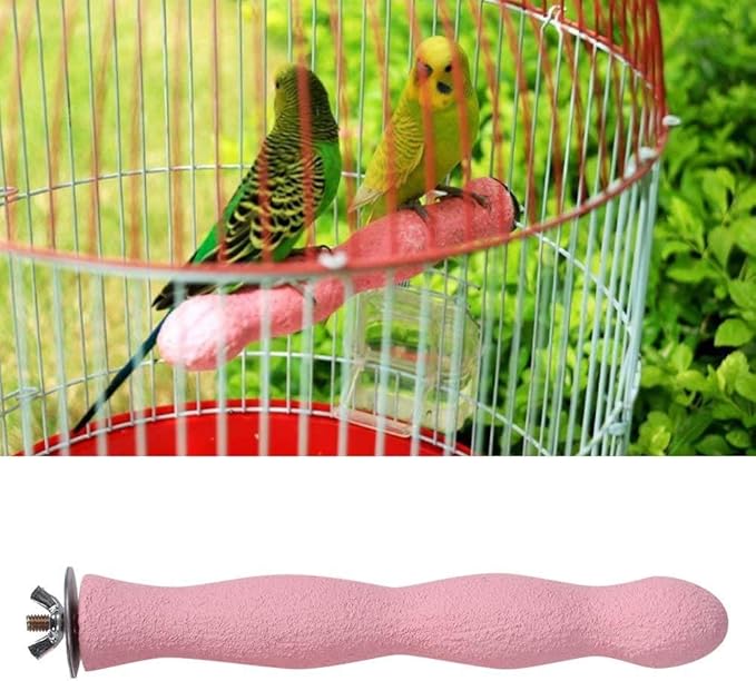 Bird Perch, and Beak Frosted Grinding Bar Standing Stick Cage Toy for Parakeet African Grey Cockatoo Budgies Cockatiel(L)-PawvioPets