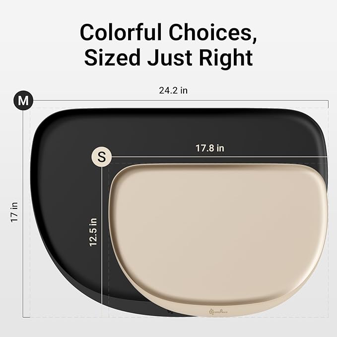 DownyPaws Dog Food Mats for Floors Waterproof, BPA Free Silcone Dog Bowl Mat, Non-Slip Pet Feeding Mat with High Raised Edge, Cat Placemat for Messy Drinkers, 18"×12.5", Almond-PawvioPets