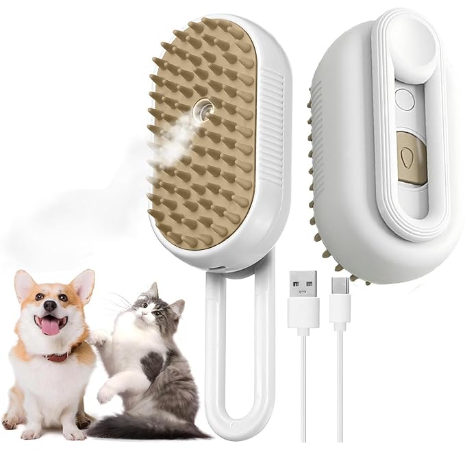 Cat Hair Brush, Dog Hair Brush, Cat Steam Brush, Rechargeable Steam Brush for Cats and Dogs, Skin Friendly Deshedding Grooming Tool for Dogs Cats With Pet Supplies Accessories-PawvioPets