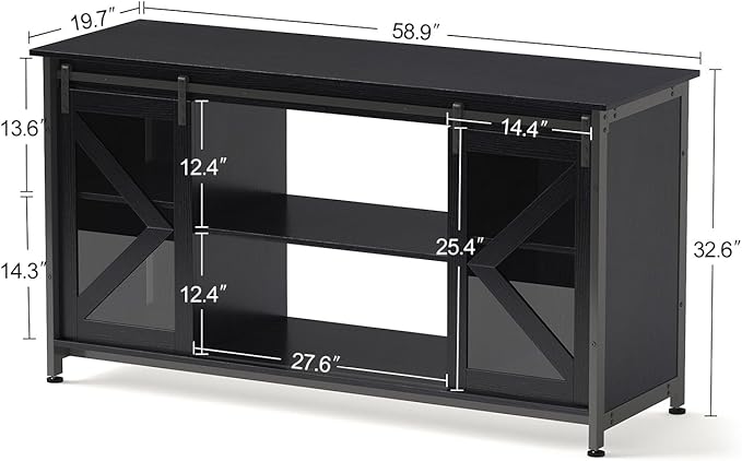 55-75 Gallon Aquarium Stand Heavy Duty Steel Frame, Fish Tank Cabinet with Accessories Storage for Reptile Terrarium & Turtle Tank - 1000lbs Capacity (Black)-PawvioPets
