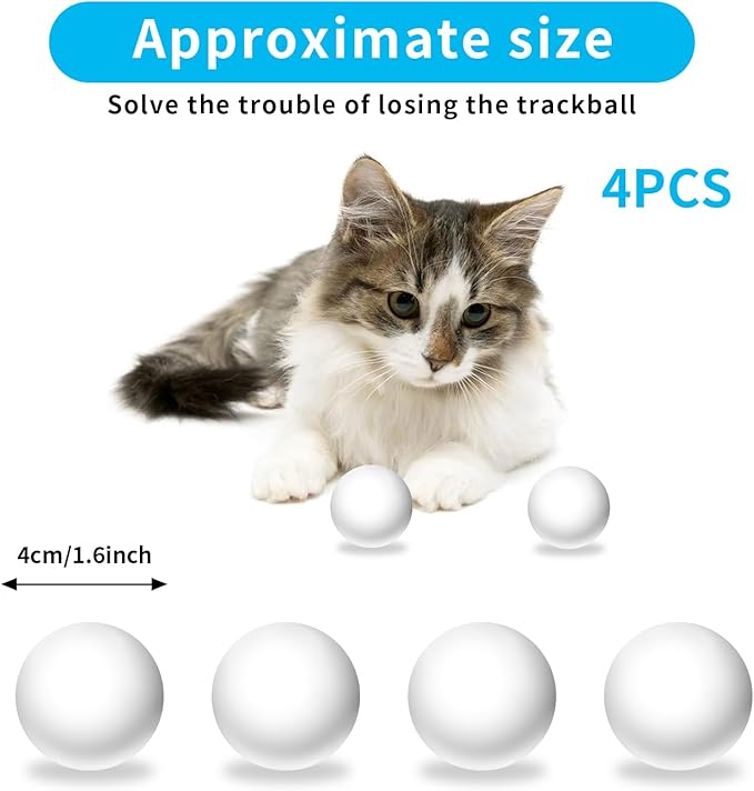Cat Ball Toy Cat Track Balls Replacement Track Balls for Turbo Round Scratcher Toy (4 pcs), White-PawvioPets