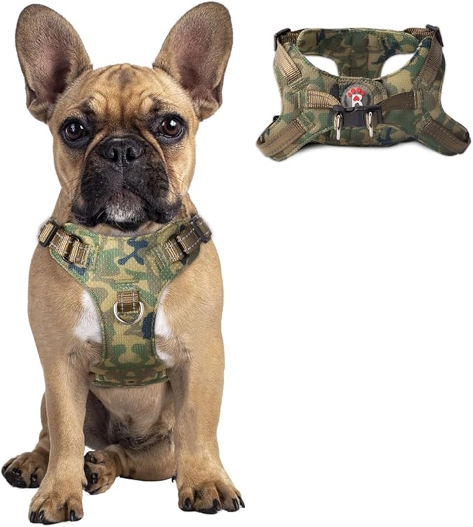 Dog Harness Step in Dog Vest Harness, Reflective Adjustable Puppy No Pull Harness Breathable Soft for Small and Medium Dogs Cats, Camo, S-PawvioPets