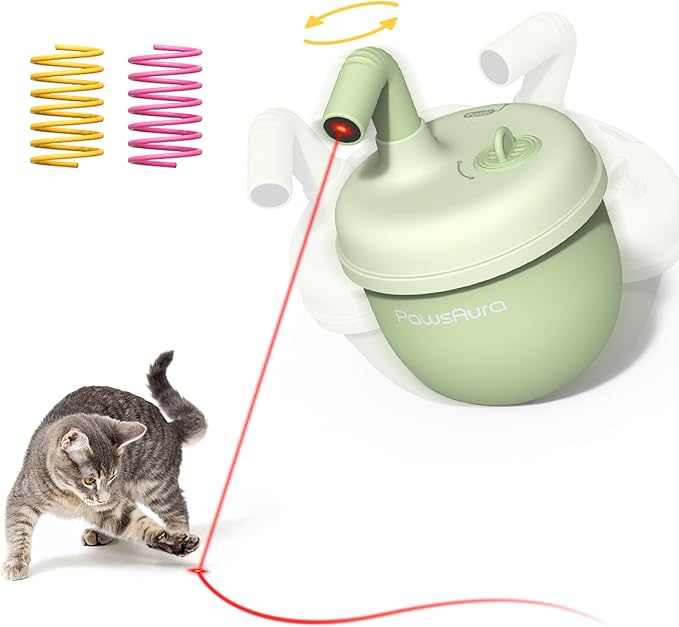 Cat Laser Toys, Automatic Cat Laser Toy Tumbler Design, Rechargeable Cat Laser Pointer 360°Irregular Rotation, 3 Modes Interactive Cat Toy for Indoor Cats of All Ages and Sizes (Green)-PawvioPets