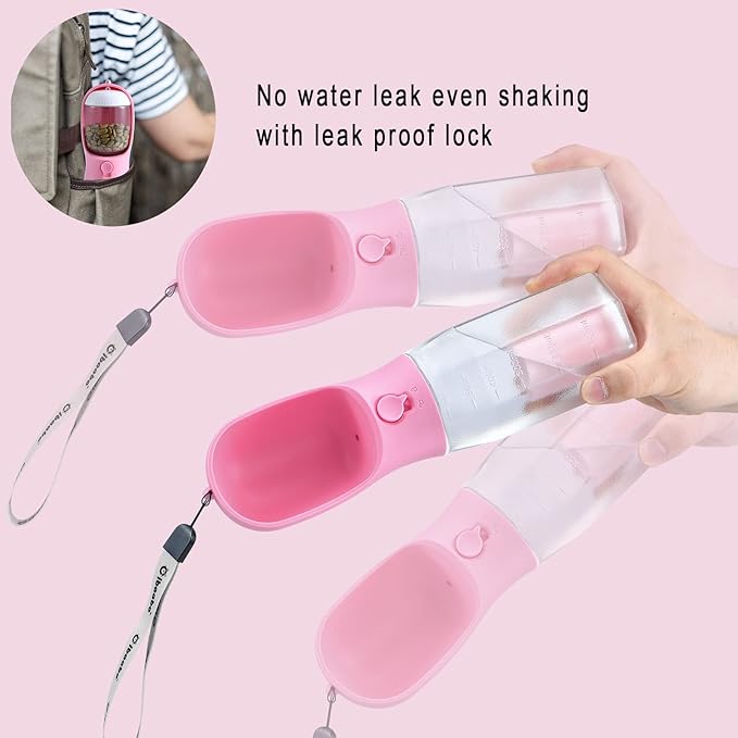 Dog Water Bottle with Food Container & Poop Bag Holder, Travel Water Bowl, Portable Pet Dispenser, Dog Stuff Accessories Items, Puppy Essentials Necessities for Yorkie Chihuahua Walking Hiking-PawvioPets