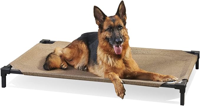 Coolaroo Pro Elevated Dog Bed - Low-Profile Access, Moisture-Resistant Cover, Breathable Fabric & Tool-Free Setup, Nutmeg, Standard-PawvioPets