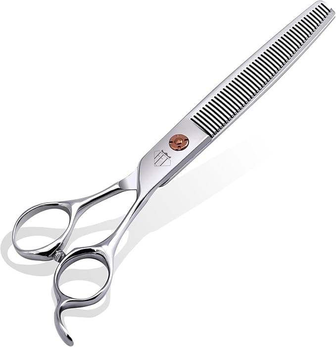 Dog Grooming Scissors: 7 inch Pet Thinning Shears Made Of Japanese 440c Advanced Stainless Steel Professional Grooming Scissors for Dogs Cats and Other Pets-PawvioPets
