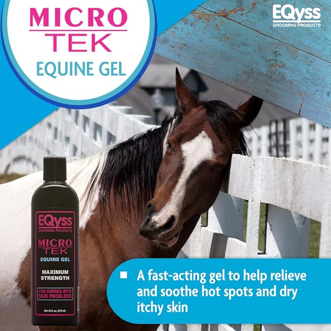 EQyss Micro-Tek Equine Itch Relief Gel - Soothes Irritated Skin, Stops Itching, Scratching, Rubbing - for all Horses, Ponies, Mares, Foals (16 oz)-PawvioPets