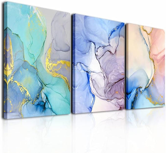 Abstract Wall Decor For Living Room Canvas Wall Art Paintings For Bedroom Colorful Color Abstract Wall Artworks Pictures For Office Kitchen Decoration Bathroom Home Decorations Art 3 Piece 12x16 Inch-PawvioPets