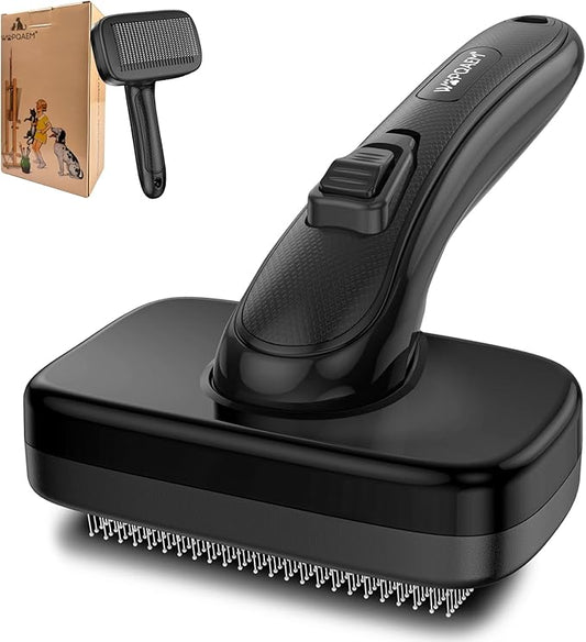 Dog Brush for Shedding & Grooming Small Medium Large Dogs & Cats - Remove Loose Fur, Knot, Undercoat. Suitable for Long Short Hair Lengths sensitive Animals, Black-PawvioPets