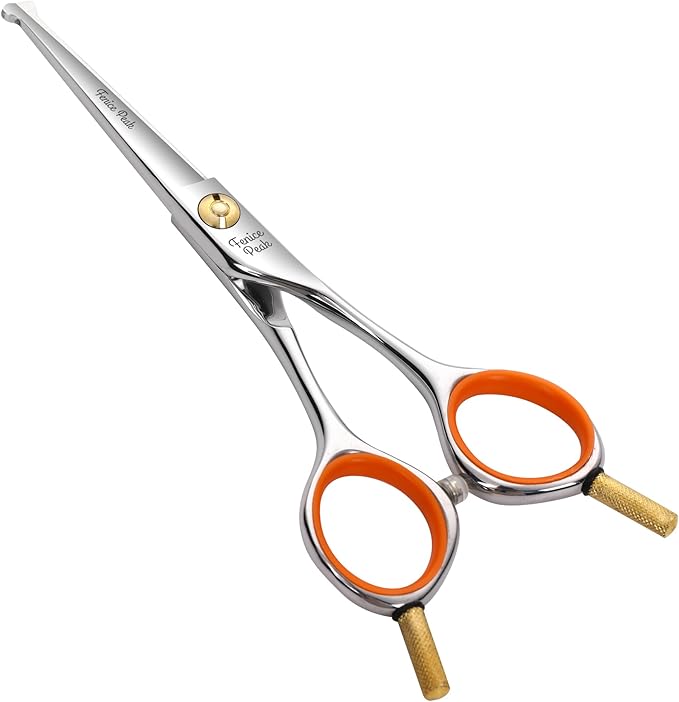 Fenice Peak 6'' Small Straight Scissors Lightweight Dog and Cat Grooming Scissors with Safety Round Tip JP440C Stainless Steel Sharp Blades for Body Facial Nose Ear and Paw Hair Easy Use-PawvioPets