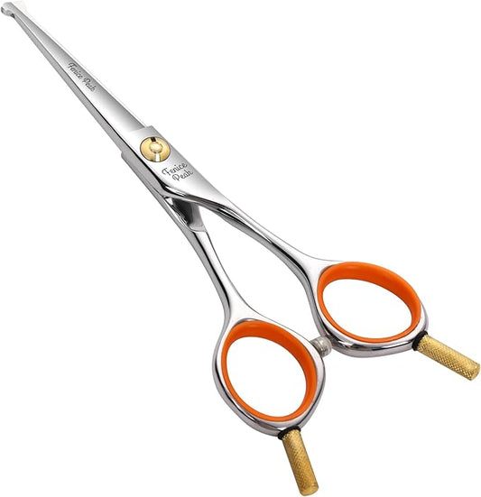 Fenice Peak 5'' Small Straight Scissors Lightweight Dog and Cat Grooming Scissors with Safety Round Tip JP440C Stainless Steel Sharp Blades for Body Facial Nose Ear and Paw Hair Easy Use-PawvioPets