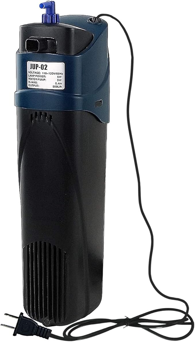 COOSPIDER Fish Tank Filter Sun JUP-02 Aquarium Green Clean Submersible Machine 132gph for 10-40 Gallon Small Fish Tank Internal Submersible Pump for Turtle Tank, Air Supply & Oxygen Enhancement-PawvioPets