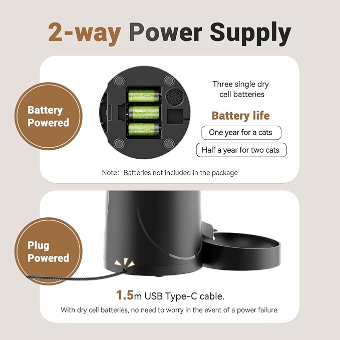 Automatic Cat Feeder for 2 Cats: 2.4Ghz WiFi Smart APP Remote Control- Timer Food Dispenser 1-10 Meals Per Day- Auto Pet Feeder for Cats and Small Dog Indoor- Detachable Clean& Dual Power-PawvioPets