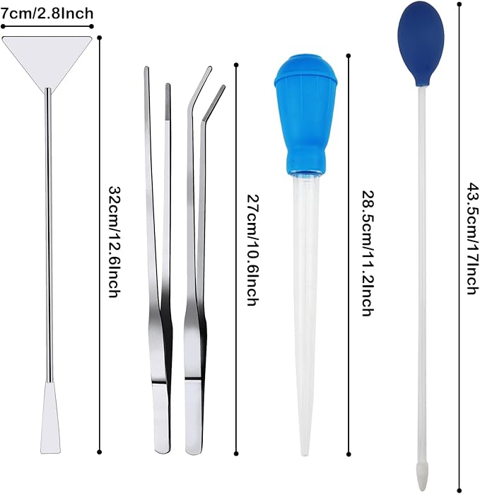 Fish Tank Cleaning Tools, 8 in 1 Aquarium Feeder Tools Kit, Aquarium Plants Cleaner, Stainless Steel Feeding-PawvioPets