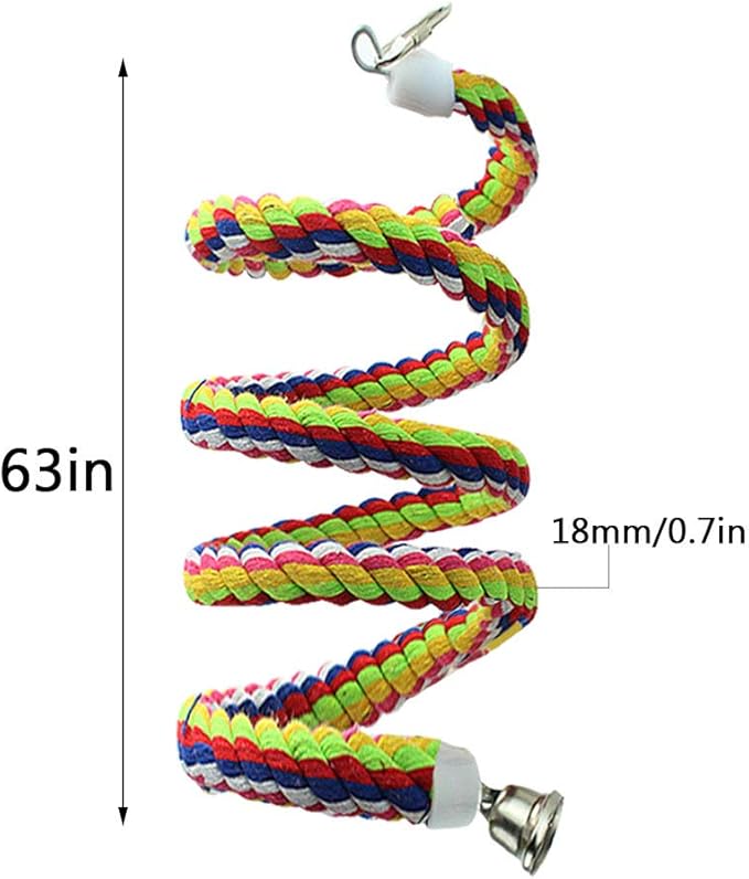 2pcs 63in Bird Perch Rope Bungee Parrot Toy - Pure Natural Cage Chewing Toy-PawvioPets