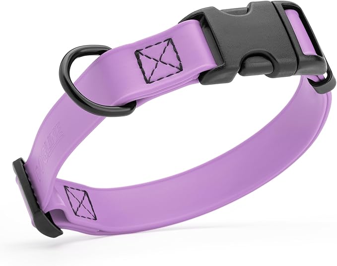 Dogline Biothane Waterproof Dog Collar with Quick Release Buckle Strong Coated Nylon Webbing with Odor- Proof for Easy Care Easy to Clean Fits Small Medium Large Dogs, Amethyst Purple 5/8" W 9-14" L-PawvioPets