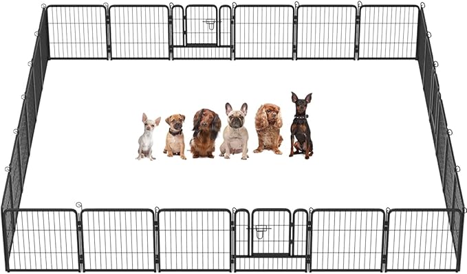 BestPet | Dog Playpen | 24 Inch, 24 Panels | Heavy Duty Metal Pet Exercise Pen | Indoor Outdoor Fence Panels | Rust-Resistant, Removable, Tool-Free Setup | Anti-Skid, Expandable Design-PawvioPets