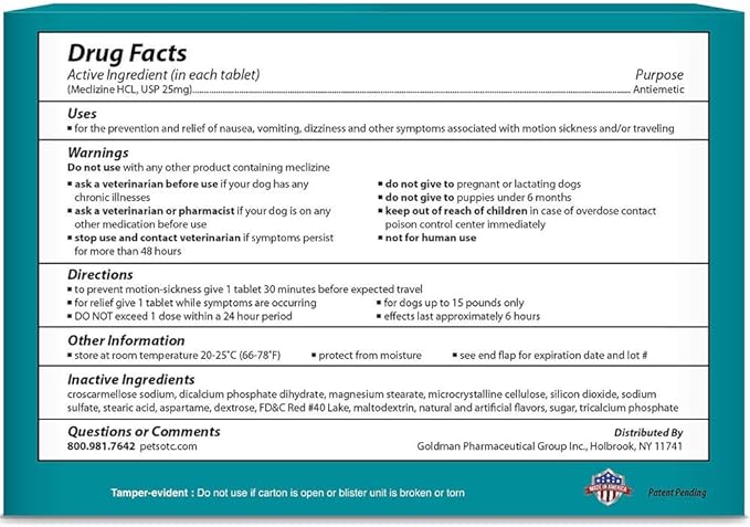 Anti-Motion Sickness and Nausea Relief for Small Breed Dogs, Relief for Disorientation and Dizziness, 10 Tablets-PawvioPets