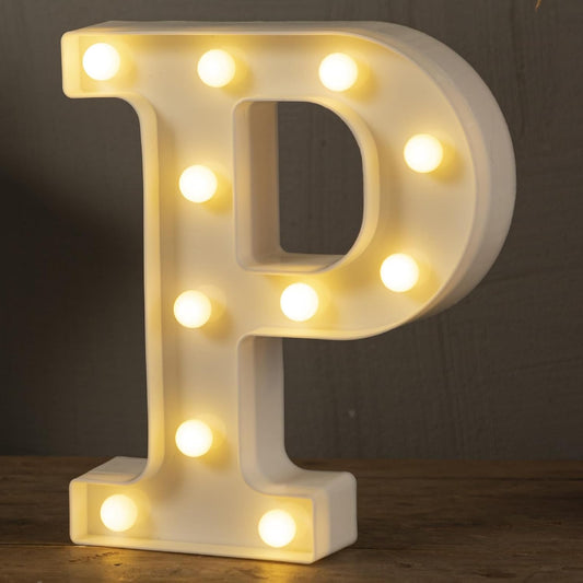 HXWEIYE Light Up Letters P, LED Marquee Letters Sign 26 Alphabet and 10 Number Big Lights for Party Birthday Bar Battery Powered Christmas Decor (Warm White)