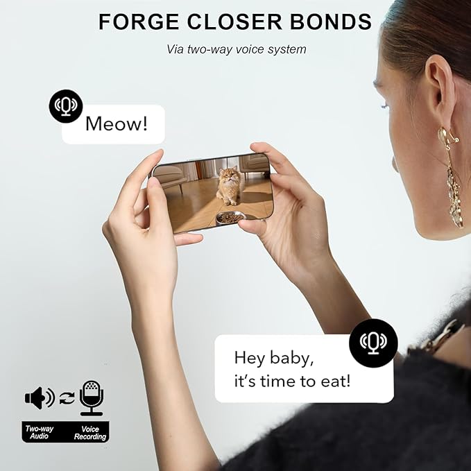 Automatic Cat Feeder with Camera & Voice Interaction, WiFi/App Control, 4L Dry Food Dispenser for Cats & Dogs with Freshness Preservation, Custom Feeding Times & Portions, Dual Power-PawvioPets