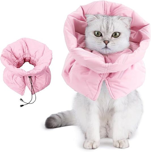 Adjustable Cat Recovery Cone Collar, Lightweight Soft Cat E-Collar Alternative After Spay, Waterproof Comfy Collars to Stop Licking Wound After Surgery, Protective Cone for Kittens/Puppies-PawvioPets