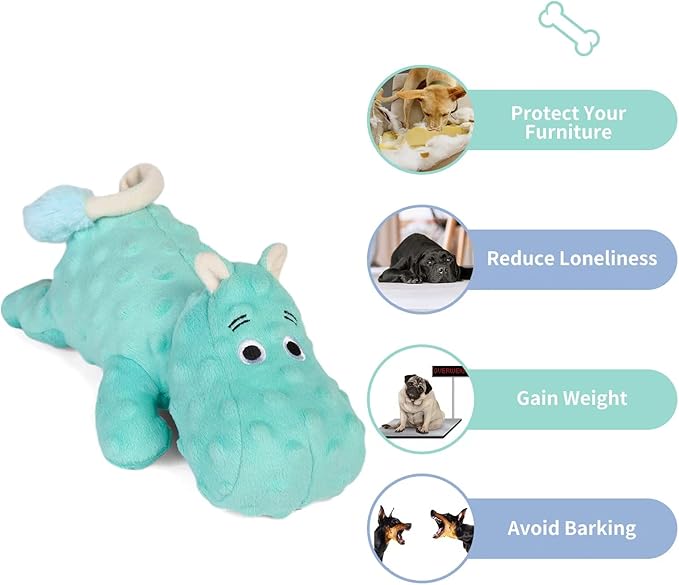 DODODOLA Cute Stuffed Hippo Dog Toys Squeaky Dog Toys with Crinkle Paper Dog Plush Toys for Large Breed Dog Chew Toys for Small, Medium, Large Dogs-PawvioPets