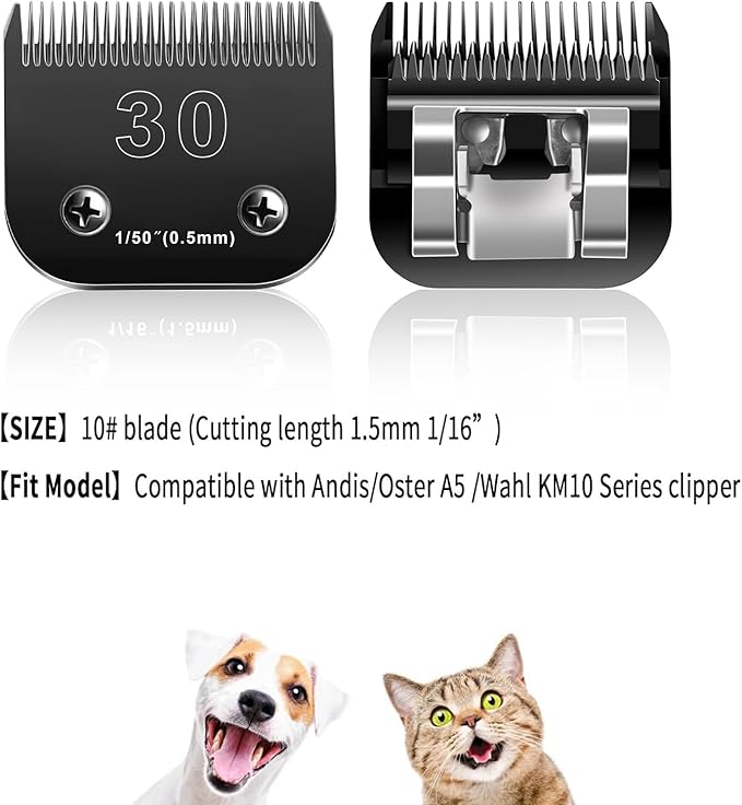 30 Blades Dog Grooming Blades Compatible with Andis/Oster A5/Wahl KM-10 Series Dog Clippers,Detachable Dog Clipper Replacement Blades,Black,(30#/2PCS)-PawvioPets