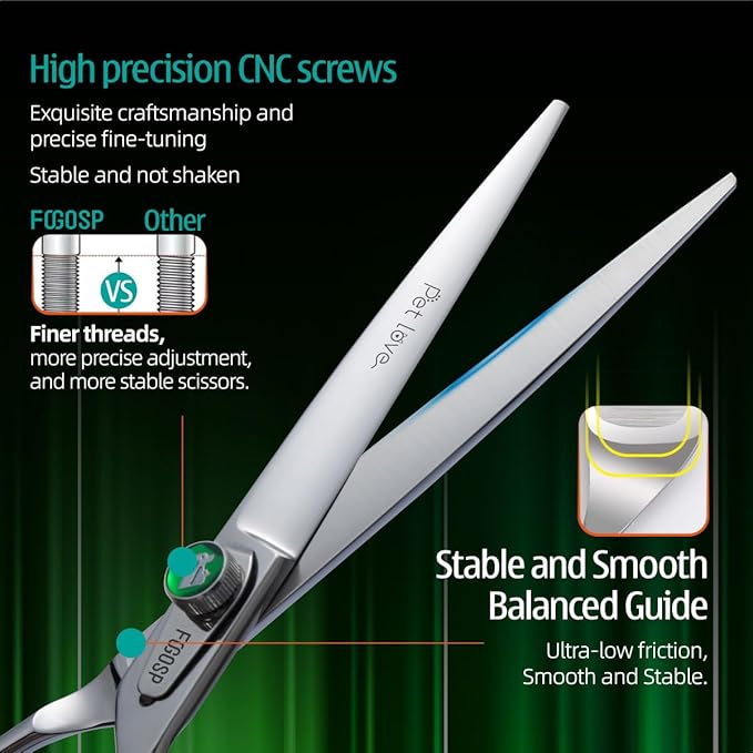 7'' Straight Dog Grooming Scissors Professional Grooming Shears for Dogs Cat Pet Japan 440C Stainless Steel Dog Cutting Scissors for Grooming Right Handed-PawvioPets