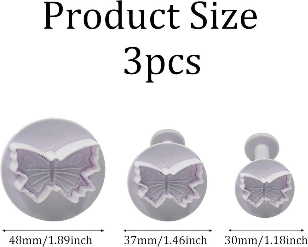 pson 3Pcs Plunger Cookie Cutter Set, Mini Plastic Biscuit Molds for Cake Decorating, Baking, Fondant, and DIY Crafts(Butterfly)