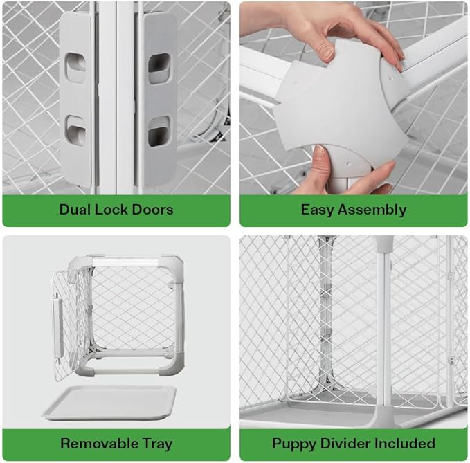 DIGGS Evolv Dog Crate - Slim, Durable Dog Kennel with Removable Ceiling Panel and Modular Design - Safe, Stylish, and Convenient (Ash, Medium)-PawvioPets