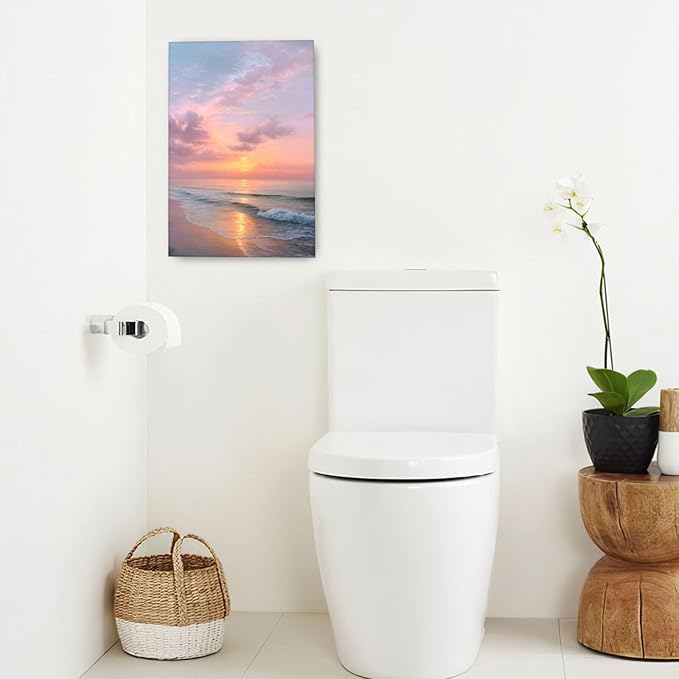 Beach Sunset Wall Art Ocean Coastal Scenery Wall Decor Seascape Picture Canvas Landscape Painting Print Framed Artwork Decorations for Living Room Office Bedroom Kitchen 16"x24"-PawvioPets