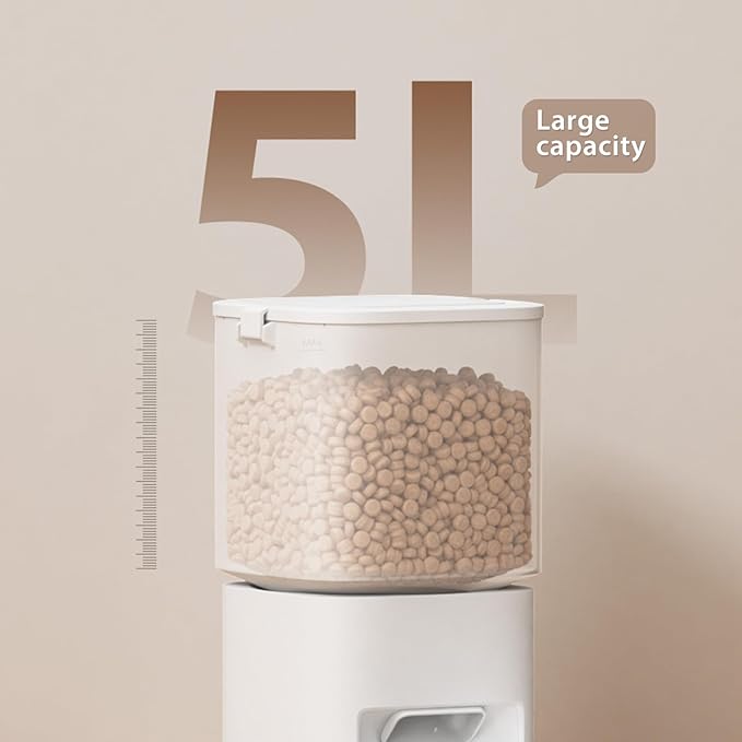 5L/21 Cups Automatic Cat Feeder, Timed Automatic Pet Feeders, Cat Dry Food Dispenser Dual Power, 10 Meals Programmable 1-15 Portion Control Cats Feeder, Pet Food Dispenser for Cats & Puppy(Not WiFi)-PawvioPets