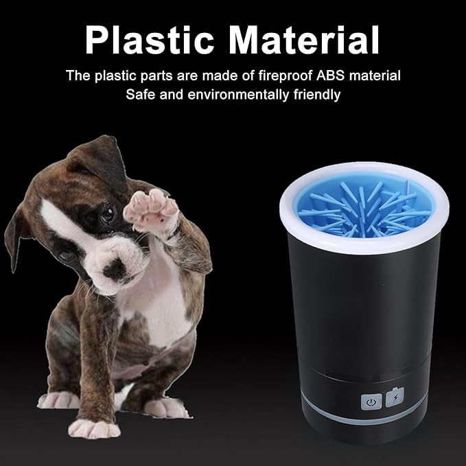 Automatic Dog Cleaner, Soft Electric Washer USB Rechargeable Portable Cleaner Cup, Dog Foot Cleaning Machine for Small to Medium Dogs Cats (Black White)-PawvioPets