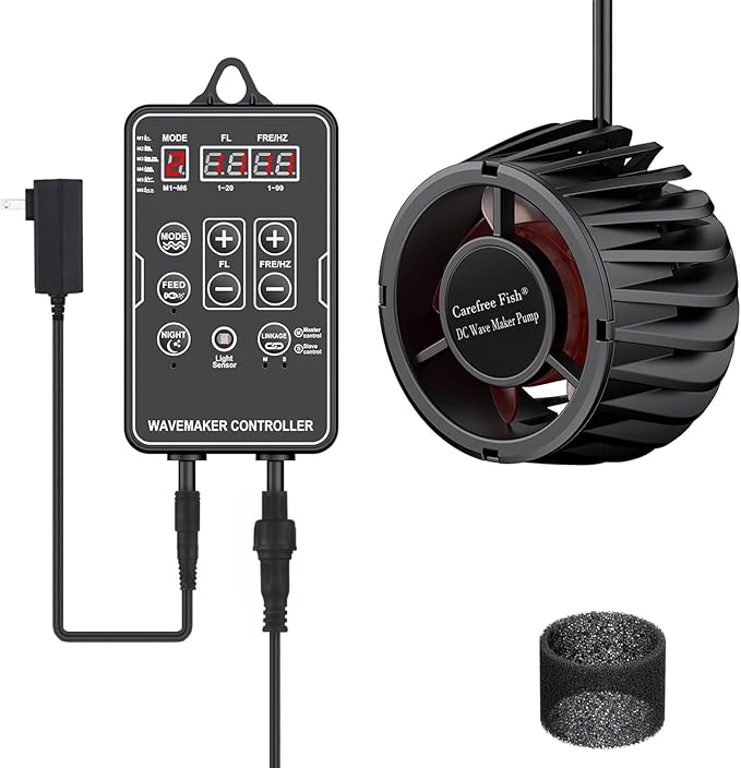 Carefree Fish Magnetic Aquarium Wave Maker Quiet and Powerful DC 24V Powerhead with Digital Led Display Controller Submersible Water Inverter Circulation Pump for Freshwater and Saltwater-PawvioPets