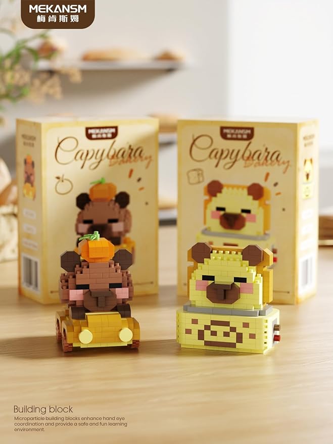 Bread Maker Cute Capybara Baking Bread Series Mini Building Toy Kawaii Animals Set Micro Adorable Pet Buildings Small Bricks Gifts Toys-PawvioPets